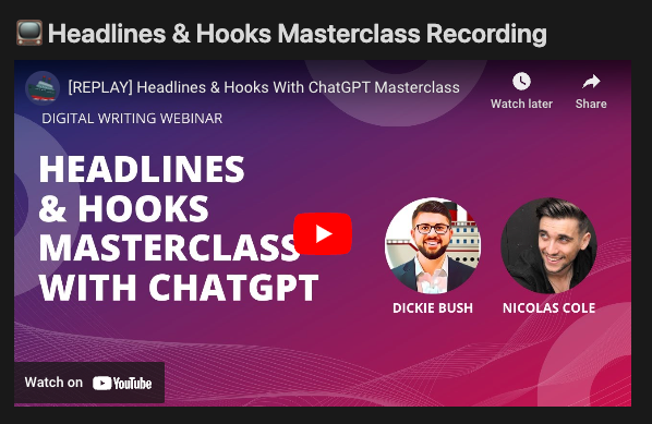 Ship30For30 – Headlines & Hooks Masterclass with ChatGPT Update