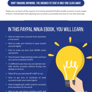 Start Creating Unlimited PayPal Stealth Accounts For Your Business Needs. Become Certified PayPal Ninja In A Day! EBOOK GUIDE