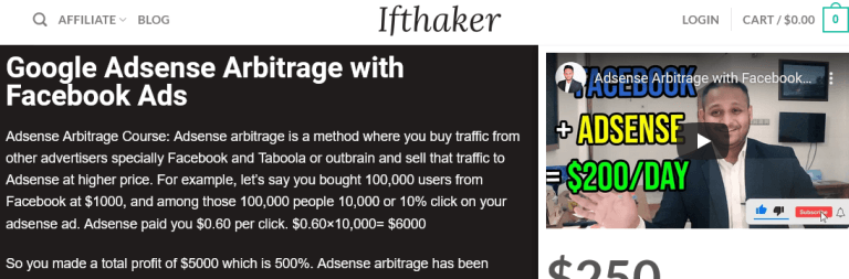 ifthaker – AdSense Arbitrage Full Masterclass Course
